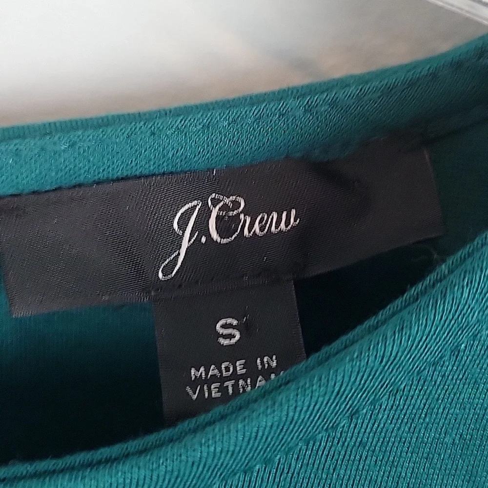 J. Crew Green Puff Sleeve Ponte Blouse Size small AE781